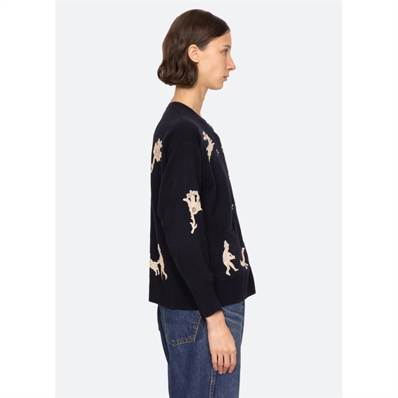 Sea New York MIKA Applique Cardigan, Navy